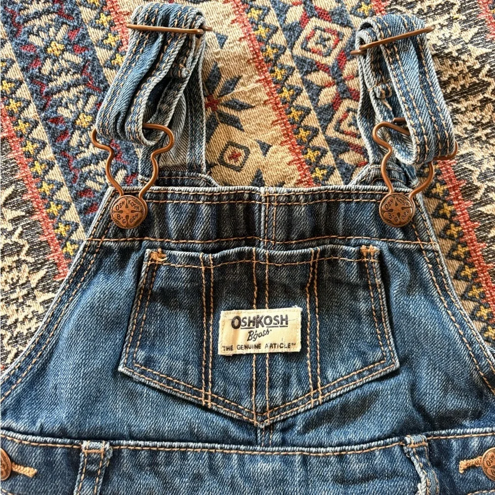 Vintage Osh Kosh Authentic Denim Tulle Polka Dot Blue White Dress 24M